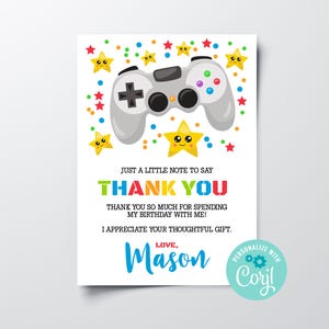 Sofortiger Download Gamer Dankeskarte, bearbeitbare Jungen Videospiel Dankeskarte, druckbare Jungen Geburtstag Dankeskarte Game Controller Corjl