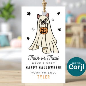 Printable Ghost Dog Halloween Favor Tag, Editable Kids Party (Digital Download) image 6