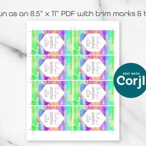 Rainbow Art Birthday Favor Tag: Editable Party Gift Tag (PDF) image 5