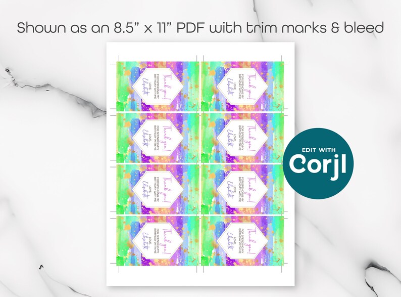 Rainbow Art Birthday Favor Tag: Editable Party Gift Tag (PDF) image 5