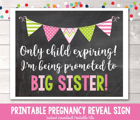 Promoted to Big Sister Printable Pregnancy Reveal ...