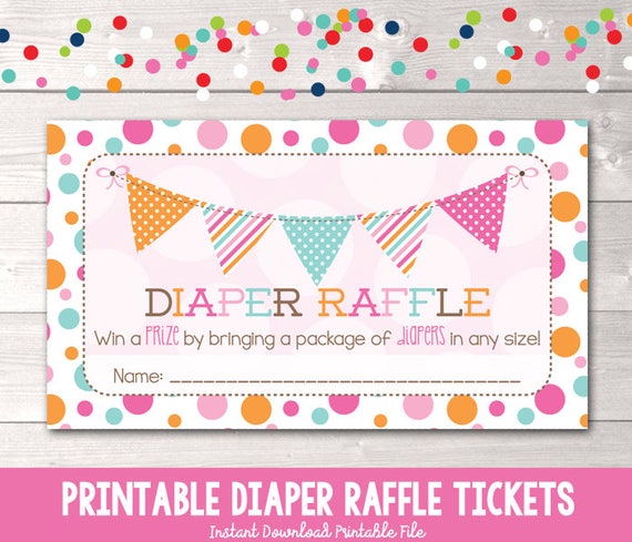 Diaper Raffle Cards Printable Baby Shower Games Pink Blue | Etsy