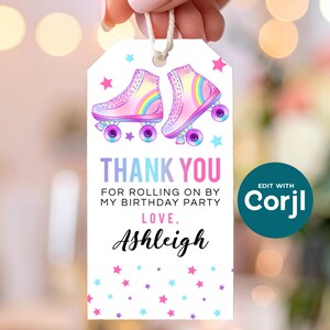Roller Skating Birthday Favor Tag: Editable Printable (Instant Download) image 6
