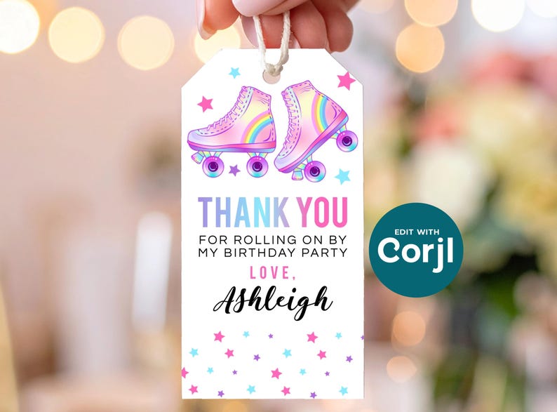 Roller Skating Birthday Favor Tag: Editable Printable (Instant Download) image 6