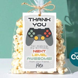 Gamer Birthday Favor Tag: Video Game Controller, Editable (Digital Download)