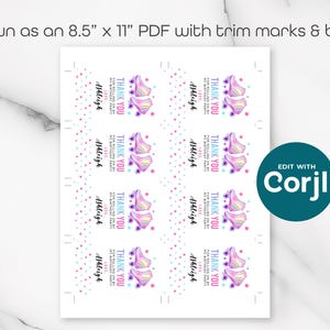 Roller Skating Birthday Favor Tag: Editable Printable (Instant Download) image 9