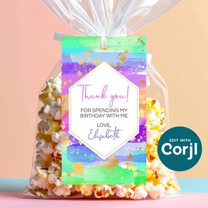 Rainbow Art Birthday Favor Tag: Editable Party Gift Tag (PDF) image 8