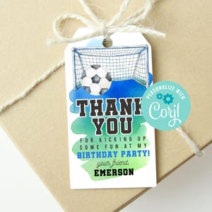 Boys Editable Soccer Birthday Party Favor Tags, Printable Soccer Gift Tags Corjl, Watercolor Boys Soccer Party Favor Tags Instant Download