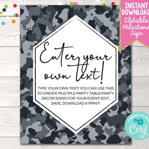 Printable Party Sign Template, Instant Download Editable Party Sign ...