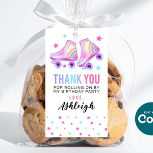 Roller Skating Birthday Favor Tag: Editable Printable (Instant Download) image 2