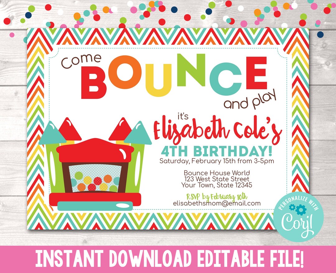Printable Bounce House Birthday Party Invitation Instant Download Kids ...