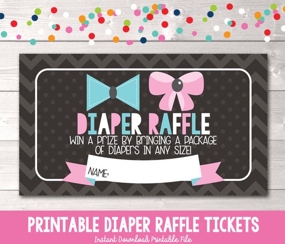 instant download printable diaper raffle tickets chevron etsy