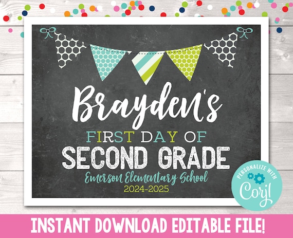 Printable Boys First Day of School Photo Prop Sign Instant - Etsy