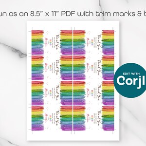 Rainbow Birthday Favor Tag: Editable Printable Gift Tag (Instant Download) image 5
