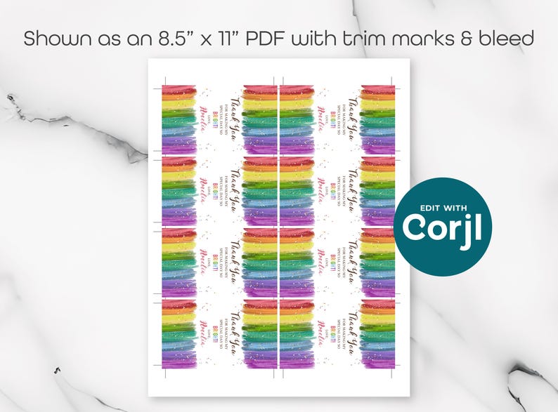 Rainbow Birthday Favor Tag: Editable Printable Gift Tag (Instant Download) image 5