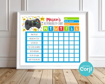 Editable Video Game Reward Chart: Printable Chore Chart (Digital Download)