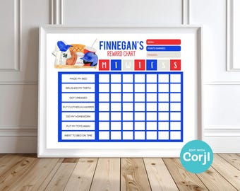 Editable Baseball Reward Chart, Kids Chore Chart (PDF Download)