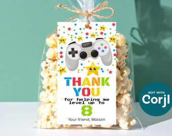 Editable Video Game Favor Tag: Gamer Birthday Party (Printable PDF)