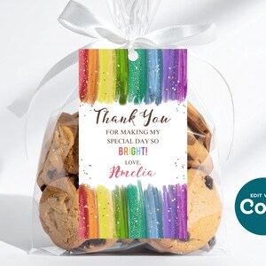 Rainbow Birthday Favor Tag: Editable Printable Gift Tag (Instant Download) image 6