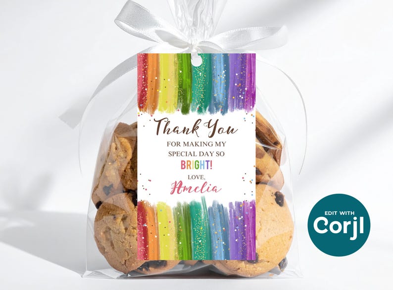 Rainbow Birthday Favor Tag: Editable Printable Gift Tag (Instant Download) image 6