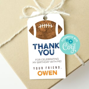 Editable Boys Football Favor Tag, Printable Boys Football Birthday Party Favor Tag Gift Tag, Instant Download Sports Football Favor Tag PDF