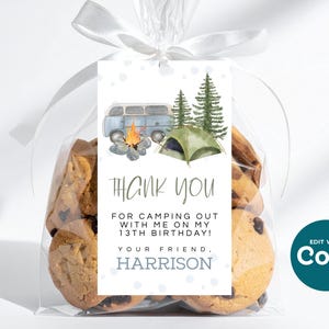 Camping Birthday Favor Tag: Adventure Gift, Editable (Digital File) image 3