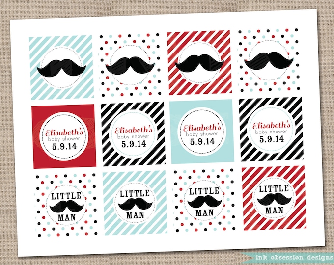 Little Man Mustache Printable Cupcake Toppers - Etsy