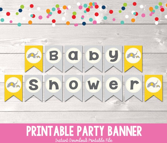 Printable Baby Shower Banner Bunting PDF Gender Neutral Yellow | Etsy