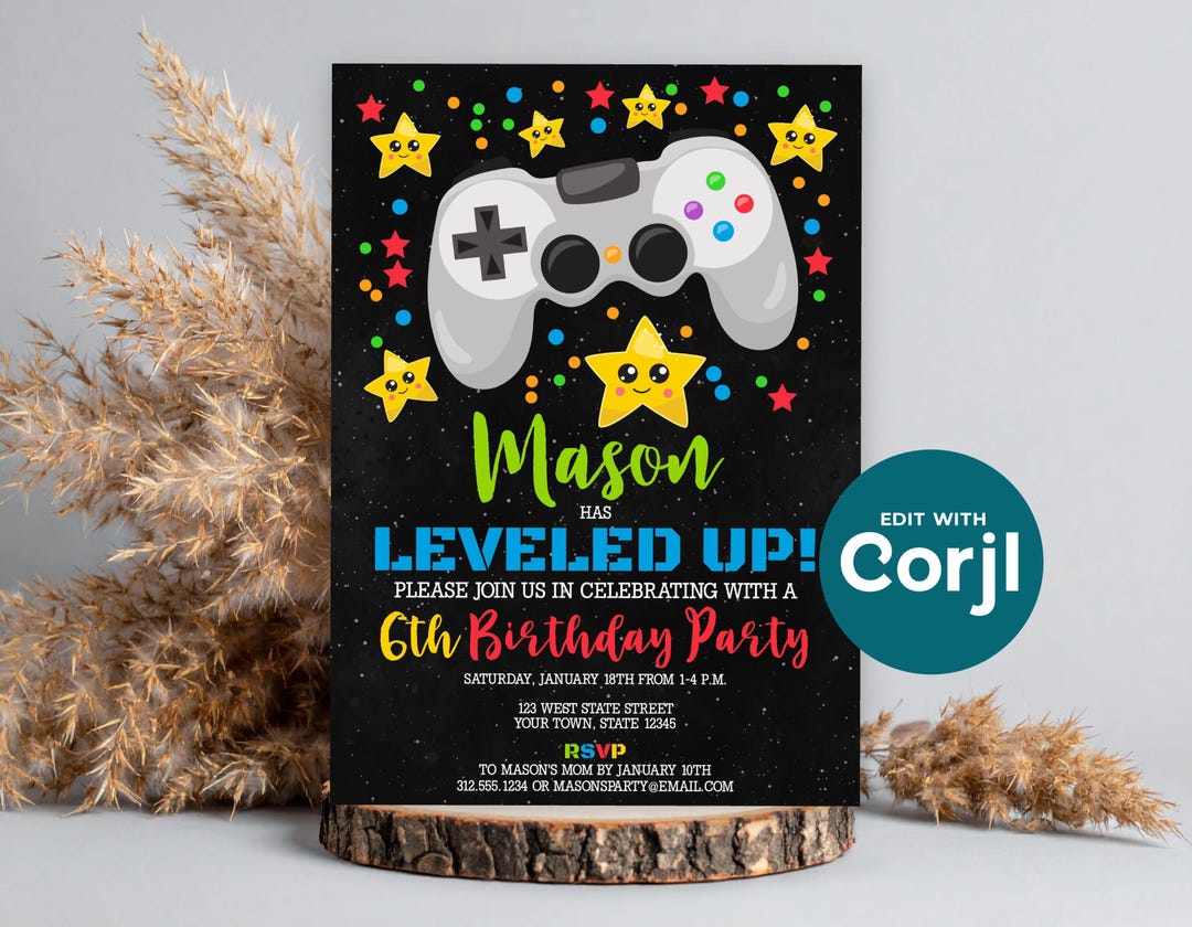 Video Game Controller Birthday Invitation: Editable Kids Party Invite ...