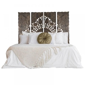 Hand-carved antic wash Decorative Headboard / Panel / Wooden wall mount Furniture - INDAH