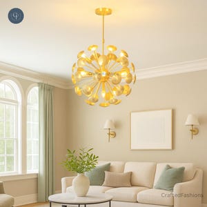 Mid-Century 9-Light Brass Sputnik Chandelier – One-of-a-kind ceiling piece