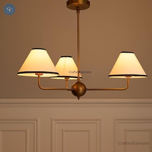 3-Shade Brass Chandelier – Unique finish variations and one-of-a-kind design