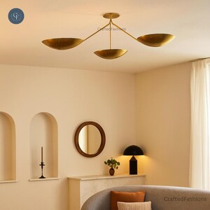 Mid Century Modern Raw Brass Sputnik ceiling light fixture for bold, elegant style