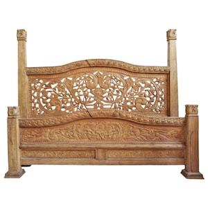 Bed Frame Room-anchoring Piece Carving Traditional Styles Handcrafted