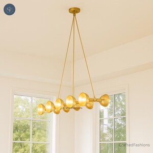 10-Light Half-Dome Brass Sputnik Chandelier – Sleek mid-century design