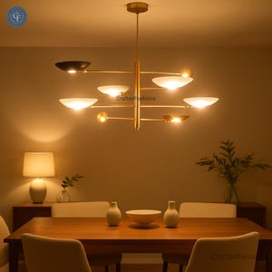 5-Light Mid-Century Brass Sputnik Pendant – Vintage lamps