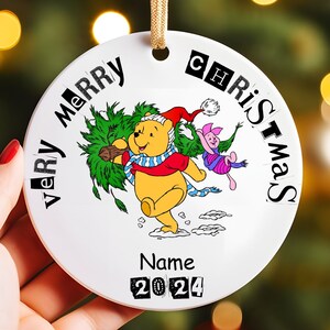 Winnie Ornament, Winnie the Pooh Christmas, Pooh Christmas Ornament, Disney Xmas Ornament, Custom Winnie Ornament, Christmas Kids Ornament