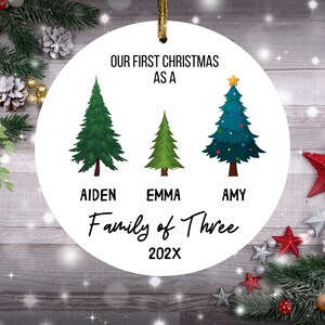 Family of Three Christmas Ornament, First Christmas Ornament, Family of 3 Family Ornament, Custom Baby&#39;s First Christmas Ornament