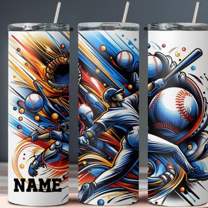 Baseball Tumbler 20 - 30  oz, Baseball Tumbler, Custom Baseball Tumbler Baseball Gift, Custom Name Baseball Tumbler Cup, Baseball Gift Cup