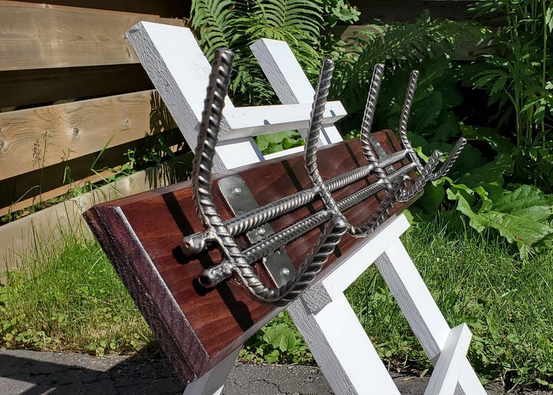Industrial Style Coat Rack- 4 Hook Double Rebar With Pine Backboard - Etsy