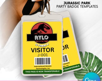 Jurassic Visitor Pass, Dinosaur Party, Boy Party, Diy Templates