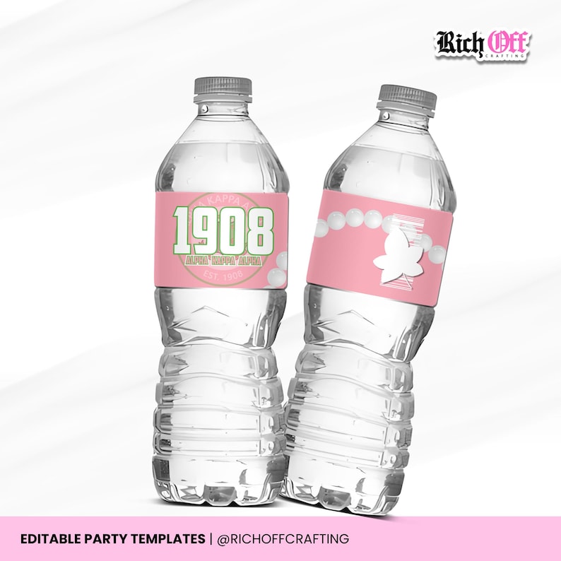 AKA Party Favors, Sorority Templates, Chip Bag, Water Label, Candy Wrapper, Canva Design image 6