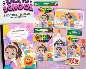Back To School Templates, Ms Rachel, Custom School Supply Labels, Composition Notebook Cover