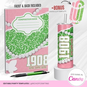 Modello di quaderno di composizione Alpha Kappa Alpha: bomboniere per feste di confraternita