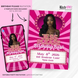 Drinking Game Party Theme: Roulette Flyer, Pink Adult Favors, Editable In Canva