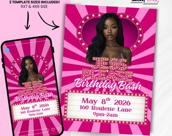 Drinking Game Party Theme: Roulette Flyer, Pink Adult Favors, Editable In Canva