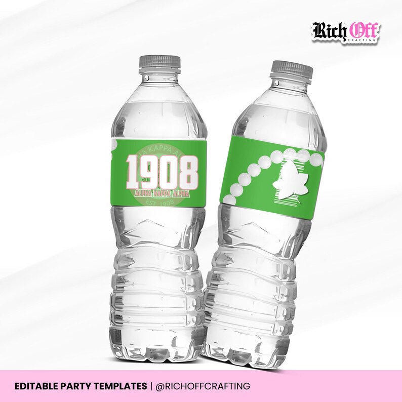 AKA Party Favors, Sorority Templates, Chip Bag, Water Label, Candy Wrapper, Canva Design image 5