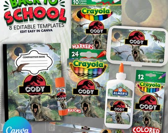 Back To School Templates, Jurassic Dinosaur, Custom School Supply Labels, Composition Notebook Cover