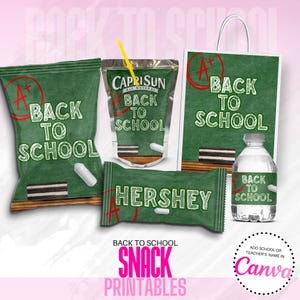 Back To School, Party Favor Templates, Welcome Back, Chip Bag, Gift Bag, Water Bottle Labels, Candy Wrapper, Juice Box, Tshirt