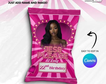 Birthday Please Chip Bag: Roulette Party Theme, Pink Adult Favors